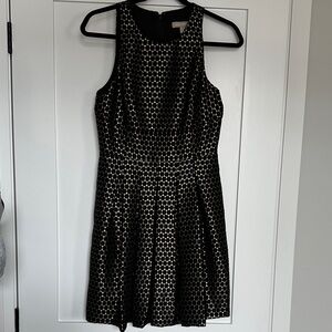 Banana Republic Black Dress with Gold Hexagon Pattern